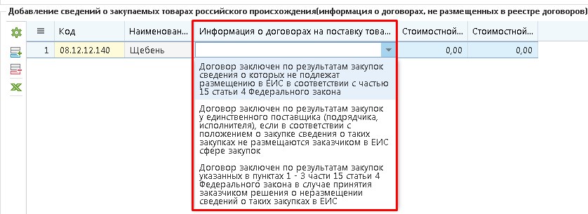 Заполнение табличной части